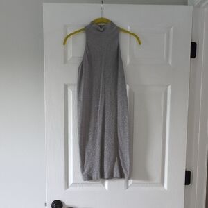 bebe Shimmering Silver Midi Dress